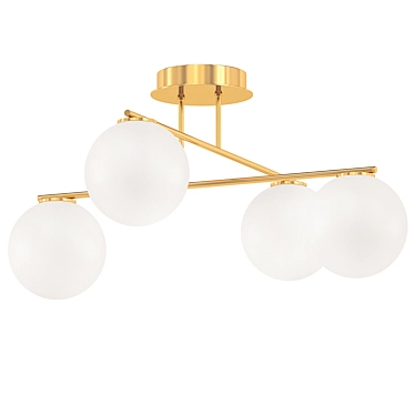 Elegant Opaalglas Plafondlamp 3D model image 1 