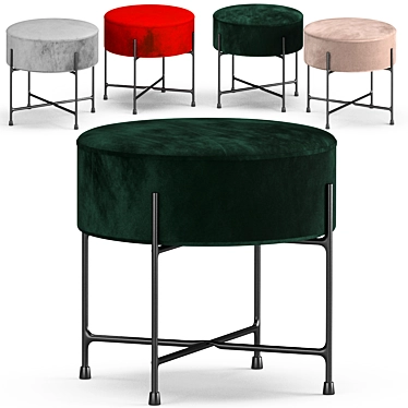 Halmar Niva Pouf: Stylish and Compact 3D model image 1 