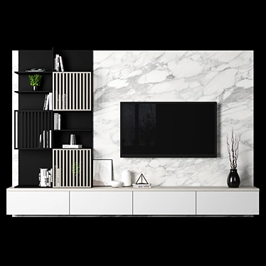 Marble TV Wall Unit 83: High-Quality, Customizable 3D model image 1 