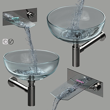 Modern Wall Faucet with Sink 3D model image 1 