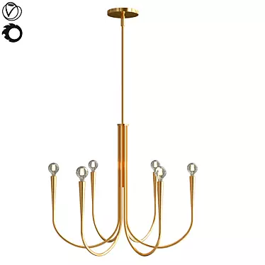 Elegant Swoop Arm Chandelier 3D model image 1 