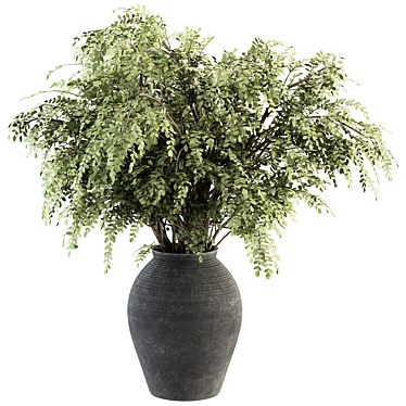 Fresh Greenery in Concrete Vase 3D model image 1 