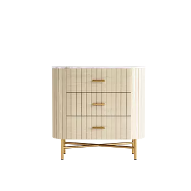 Elegant Mango Wood 3 Drawer Chest with Marble Top 3D model image 1 