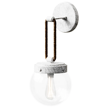 Coastal Cottage Distressed Cream Rope Globe Sconce 3D model image 1 