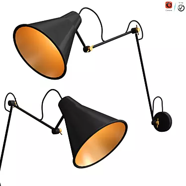 Modern Black Sconce Searchlight 3D model image 1 