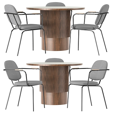 Modern Corner Design Dining Set 3D model image 1 