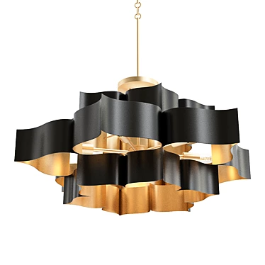 Elegant Black Lotus Chandelier 3D model image 1 