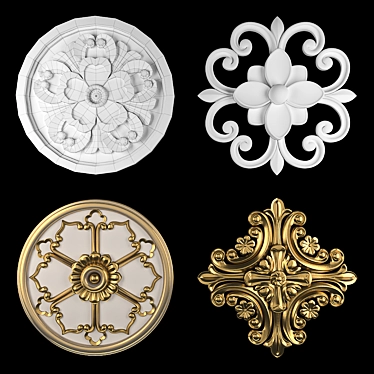 Elegant Rosette 16: Gold & Gypsum 3D model image 1 