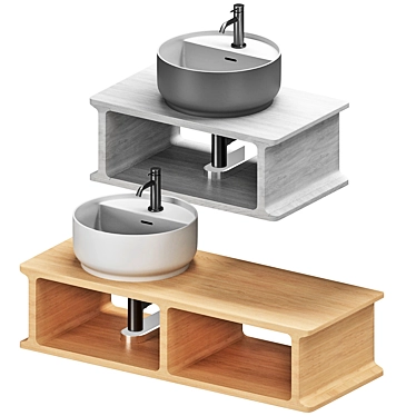 Modern Beam Washbasin Set 3D model image 1 