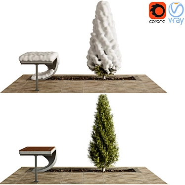 Modern Urban Furniture Set 3D model image 1 