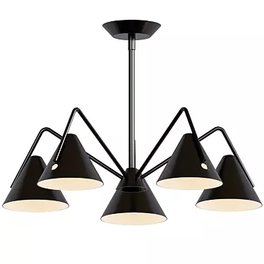 Zag Wide Black Textured LED Chandelier 3D model image 1 