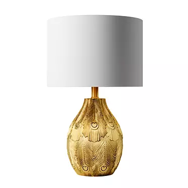 Golden Peacock Feather Table Lamp 3D model image 1 