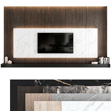 Title: Luxury TV Wall Set 3D model image 1 