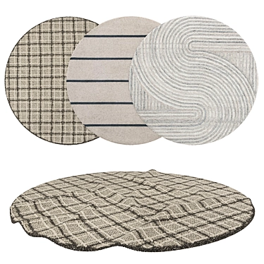Round Rugs Set: Versatile Textured Designs 3D model image 1 