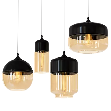 Industrial Glass Pendant Light 3D model image 1 