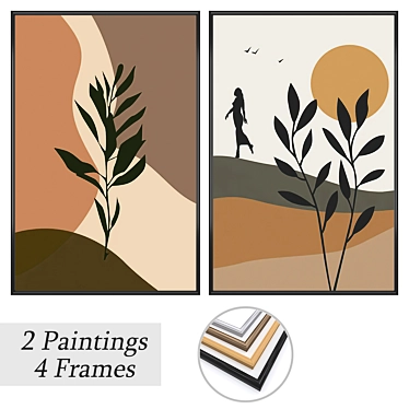Modern Art Paintings Set with Multiple Frame Options 3D model image 1 