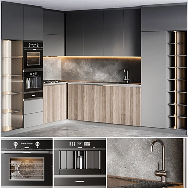Modern Kitchen 014: High-Quality, V-Ray & Corona Compatible 3D model image 1 