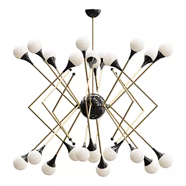 Elegant Murano Glass Chandelier 3D model image 1 