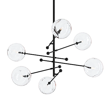 Sleek Black Globe Pendant Light 3D model image 1 