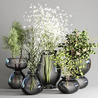 Glass Vase Bouquet Collection 3D model image 1 