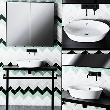 Stylish Bathroom Set: Velis Sink & Subway Tile 3D model image 1 