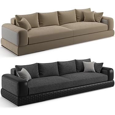 Westbury Low Armrest Sofa - Luxury Living at its Finest 3D model image 1 