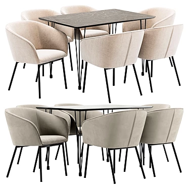 Modern Mitis Dining Set: Stylish Chairs and Sleek Table 3D model image 1 