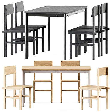  Scandinavian Style Dining Set 3D model image 1 