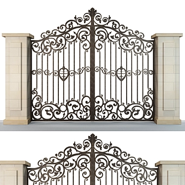 Elegant Wrought Iron Gate 3D model image 1 