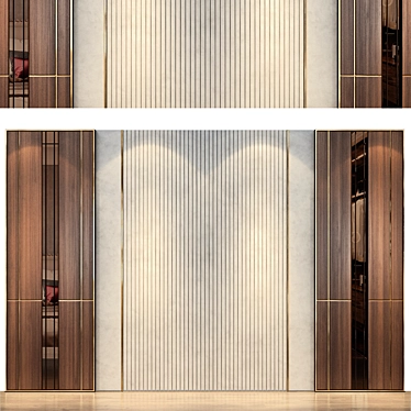 Modern Wood Metal Fabric Wall Panels 3D model image 1 