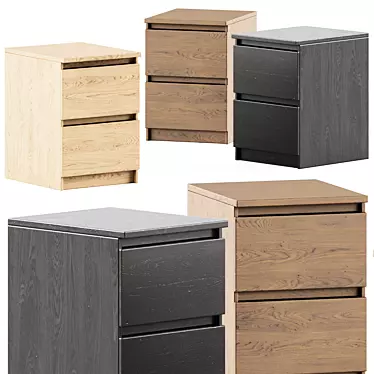 Sleek and Stylish: Ikea Malm 2-Drawer Chest 3D model image 1 