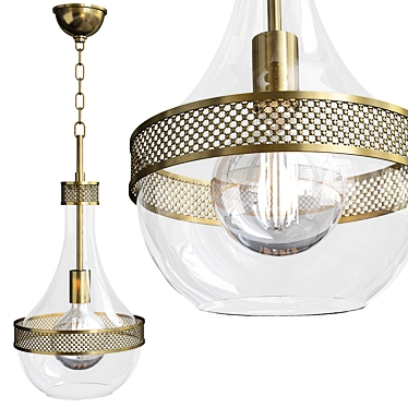 Elegant Aged Brass Pendant Light 3D model image 1 