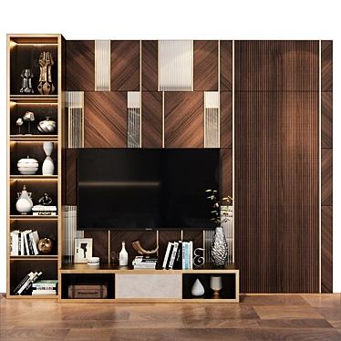 Modern TV Wall Unit: Stylish & Functional 3D model image 1 