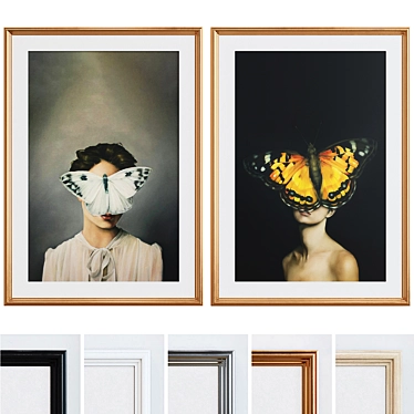 Modern Butterfly Portrait Picture Frame Set 3D model image 1 