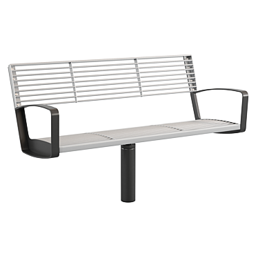 Sleek Steel Outdoor Park Benches 3D model image 1 