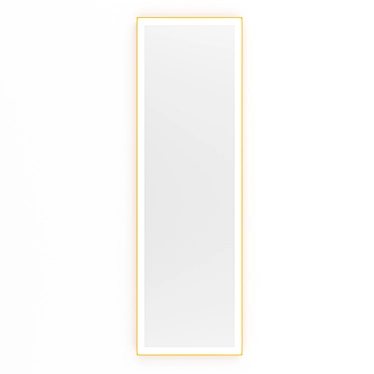 Elegant Brass Framed Rectangular Mirror 3D model image 1 