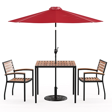 Outdoor Patio Bistro Set with Umbrella 3D model image 1 