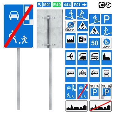 Multi-Purpose Sign Set 3D model image 1 