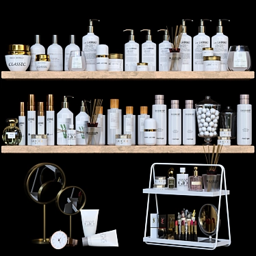 Bathroom Essentials Collection: Soap, Cosmetics, Mirror, Gel, Lotion 3D model image 1 