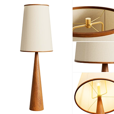 Bruna Walnut Wood and Linen Floor Lamp