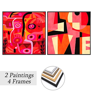 Elegant Wall Art Set: 2 Paintings, 4 Frame Options 3D model image 1 