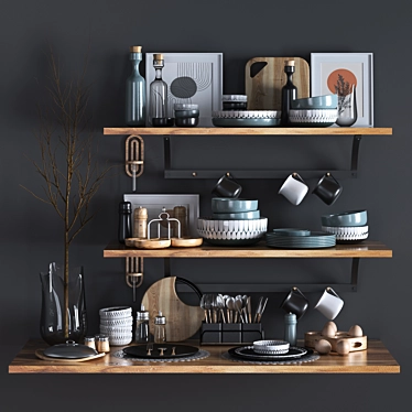 Modern Kitchen Accessories Bundle 3D model image 1 