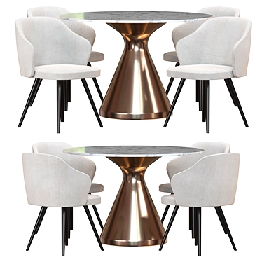 Elegant Pedestal Dining Set 3D model image 1 