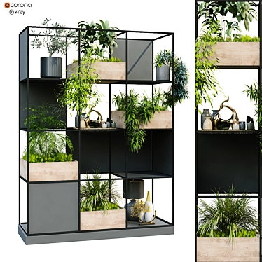 Vertical Green Partition Set: Stylish Interior Solution 3D model image 1 