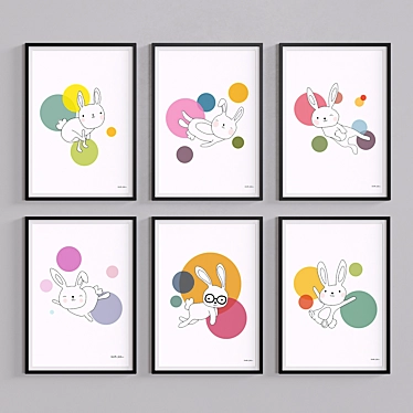 A set of children&#39;s posters framed by Space Rabbits