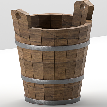 Ethnic Metal and Wood Decorative Bucket 3D model image 1 