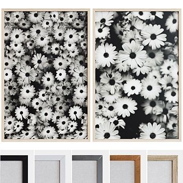 Modern Style Flower Picture Frame Set 3D model image 1 