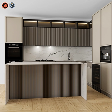 Modern Kitchen Corner with Appliances 3D model image 1 