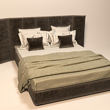 Silk-Embraced Bed Set: Elegant, Luxurious, and Comfortable 3D model image 1 