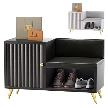 Gray Modern Shoe Storage Bench 3D model image 1 